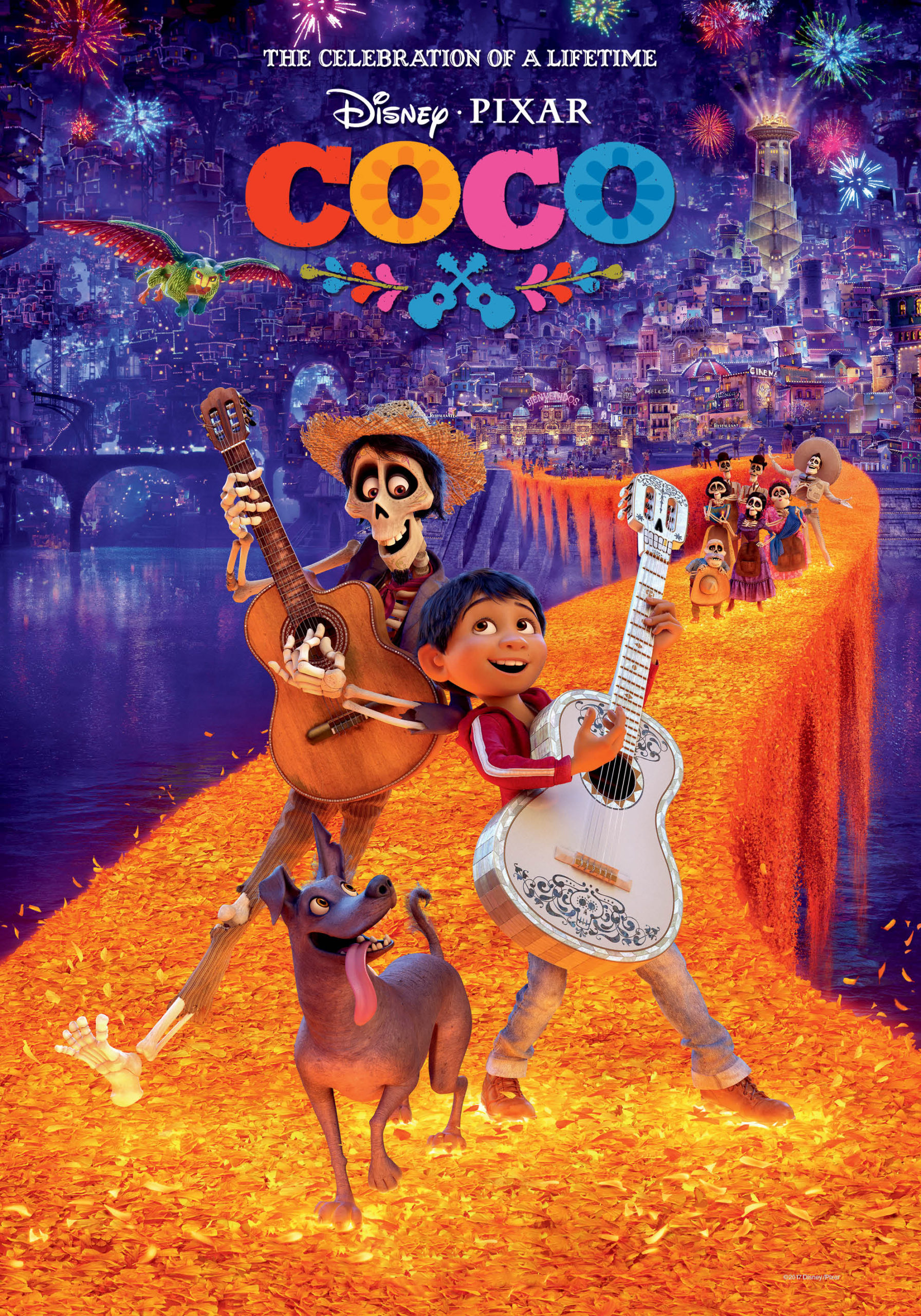 Disney's Coco movie poster featuring February Dinner and a Show.